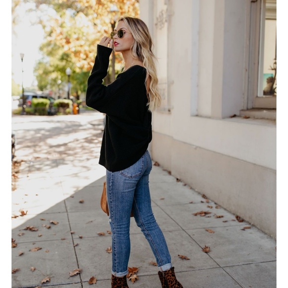 LENORA Twist Back Sweater in Classic Black - Picture 8 of 8